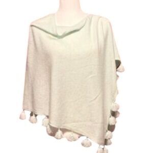 Lilly Pulitzer Cashmere Poncho Tassel Fringe Light Blue One Size Women